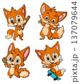 Cute Fox Character Set in Playful Cartoon Style 137079644
