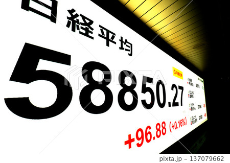日本の東京都市景観最高値更新5万8850円27銭株価/終値。3日連続で最高値更新＝2月27日 137079662