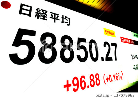 日本の東京都市景観最高値更新5万8850円27銭株価/終値。3日連続で最高値更新＝2月27日 137079968