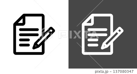 シンプルな書類とペンのアイコンイラスト シンプルな書類とペンのアイコンイラスト 137080347