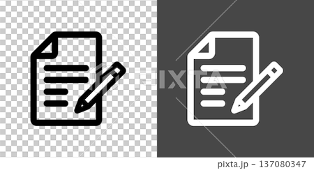 シンプルな書類とペンのアイコンイラスト シンプルな書類とペンのアイコンイラスト 137080347