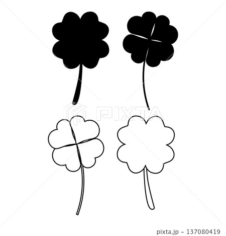 Minimalist botanical leaf icon collection featuring tropical and natural plant shapes in clean line and solid silhouette styles. Perfect for branding, logos, packaging, eco design 137080419