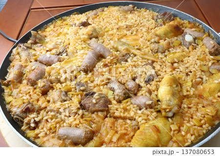 Traditional Rice with Sausages and Pork Ribs 137080653