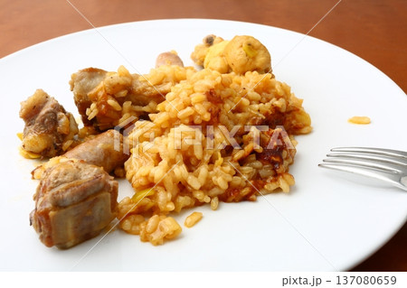 Traditional Rice with Sausages and Pork Ribs Traditional Rice with Sausages and Pork Ribs 137080659