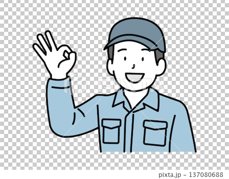 Worker making an OK sign Worker making an OK sign 137080688