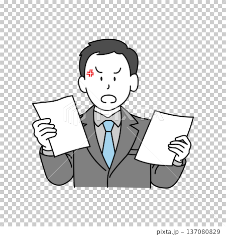 書類を手に怒る男性 137080829