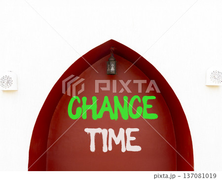 Chance time symbol. Concept word Chance time on beautiful white and red wall. Beautiful white and red wall background. Business chance time concept. Copy space. Chance time symbol. Concept word Chance time on beautiful white and red wall. Beautiful white and red wall background. Business chance time concept. Copy space. 137081019
