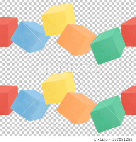 Seamless pattern with colored game cubes, toys for children. In a flat style. Watercolor, pastel, gouache. For the design of children's products Seamless pattern with colored game cubes, toys for children. In a flat style. Watercolor, pastel, gouache. For the design of children's products 137081282