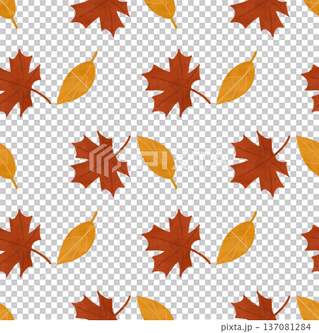 Yellow, orange autumn leaves. Hand-drawn watercolor, pastel. Seamless pattern. Flat style design element. A children's drawing. For products, prints Yellow, orange autumn leaves. Hand-drawn watercolor, pastel. Seamless pattern. Flat style design element. A children's drawing. For products, prints 137081284