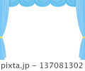 シンプルな水色の緞帳のフレーム素材 137081302