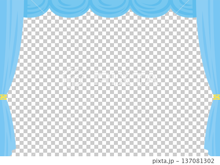 シンプルな水色の緞帳のフレーム素材 137081302