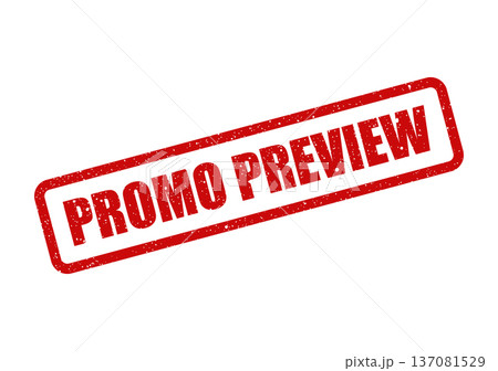 A distressed red rectangular rubber stamp displaying the important text promo preview 137081529