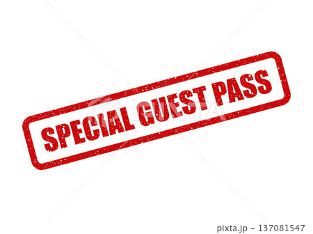A textured rectangular rubber stamp displaying SPECIAL GUEST PASS text, suitable for event admissions or exclusive access credentials A textured rectangular rubber stamp displaying SPECIAL GUEST PASS text, suitable for event admissions or exclusive access credentials 137081547