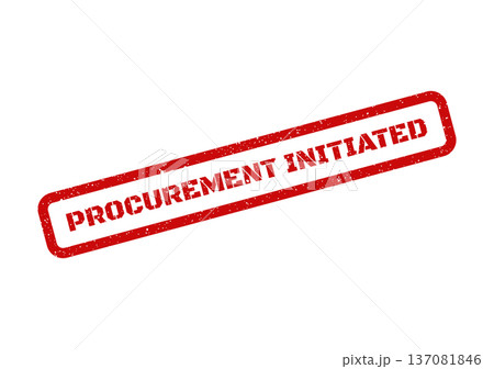 A grunge textured rubber stamp mark with the phrase Procurement Initiated signifying a new process starting A grunge textured rubber stamp mark with the phrase Procurement Initiated signifying a new process starting 137081846