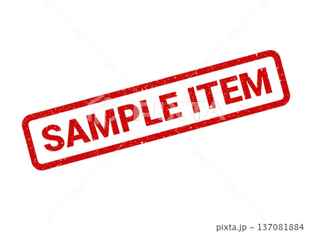 A prominent red rectangular grunge stamp featuring a distressed texture and the essential text SAMPLE ITEM for product identification purposes A prominent red rectangular grunge stamp featuring a distressed texture and the essential text SAMPLE ITEM for product identification purposes 137081884