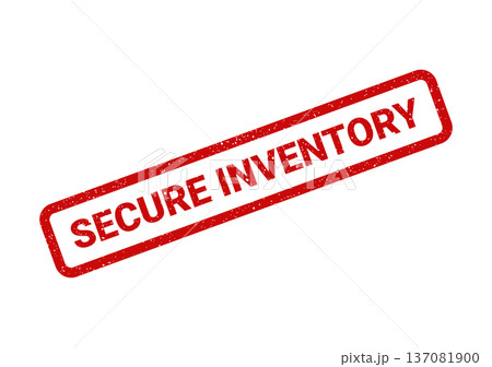 A rectangular grunge rubber stamp illustration displaying the words SECURE INVENTORY for official labeling documents 137081900