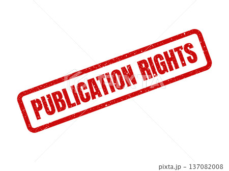 A rectangular red rubber stamp impression showing the words PUBLICATION RIGHTS for legal content and usage permissions 137082008