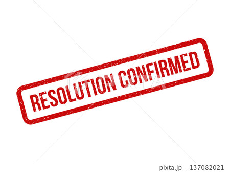 A rectangular rubber stamp effect with textured surface indicates a resolution has been officially confirmed 137082021