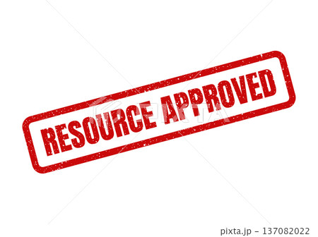 A rectangular rubber stamp effect with vintage speckles confirms a resource has been officially approved 137082022