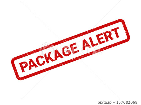 A red grunge rubber stamp conveying a package alert, ideal for important delivery notifications or warnings 137082069