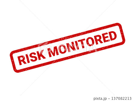 A red rectangular grunge rubber stamp seal displaying the phrase Risk Monitored for compliance assessment A red rectangular grunge rubber stamp seal displaying the phrase Risk Monitored for compliance assessment 137082213