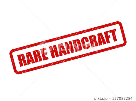 A textured grunge stamp displaying the words RARE HANDCRAFT within a distinctive rectangular frame A textured grunge stamp displaying the words RARE HANDCRAFT within a distinctive rectangular frame 137082284