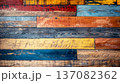 Colorful wooden planks create a vibrant, rustic texture perfect for backgrounds and design projects. 137082362
