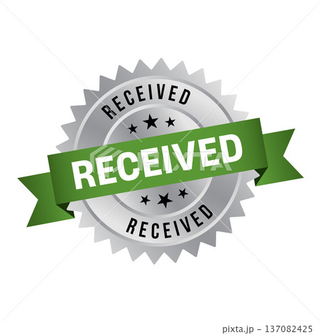 Silver Received, Received Round Sign With Ribbon Silver Received, Received Round Sign With Ribbon 137082425