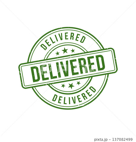 Delivered Stamp, Delivered Grunge Round Sign 137082499