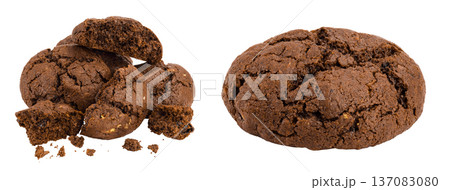 chocolate cookies isolated on white background with full depth of field chocolate cookies isolated on white background with full depth of field 137083080