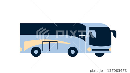 Passenger bus on road. Coach transport vector illustration for public transit, city travel, and tourism design. Isolated flat icon of shuttle vehicle 137083478