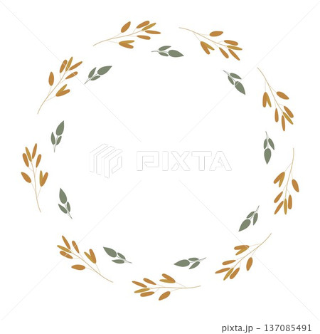 Simple cute wreath of pastel color plants 137085491