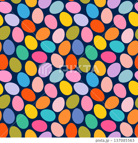 Colorful vector painted Easter eggs seamless pattern for package design and spring backgrounds and banners 137085563