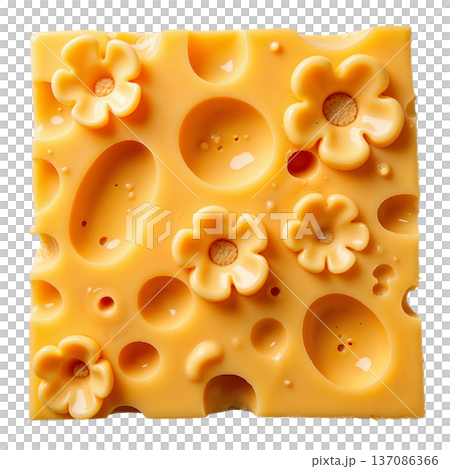 The image shows a stylized piece of Swiss cheese 137086366