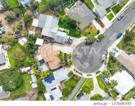 Aerial view of houses in Oceanside town in San Diego, California. USA 137086393