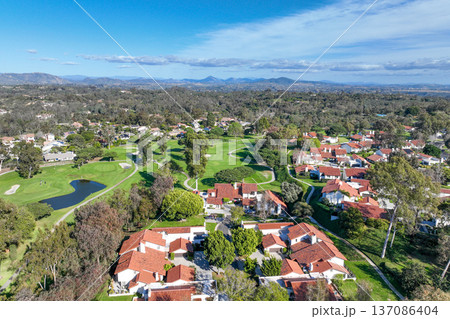 Aerial drone video over a golf course in Solana Beach, San Diego, California Aerial drone video over a golf course in Solana Beach, San Diego, California 137086404
