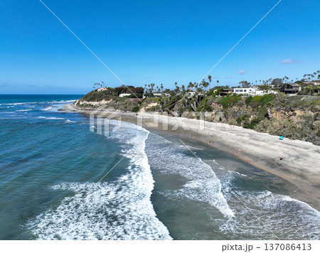 Aerial drone photo of Cardiff, West Coast of California, Encinitas, United States of America 137086413