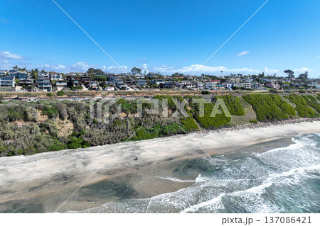 Aerial drone photo of Cardiff, West Coast of California, Encinitas, United States of America 137086421
