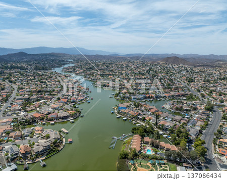 Aerial view of Lake Elsinore, California, USA. 137086434
