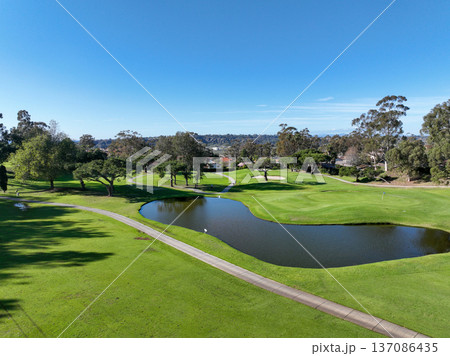 Aerial drone video over a golf course in Solana Beach, San Diego, California Aerial drone video over a golf course in Solana Beach, San Diego, California 137086435