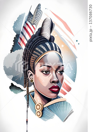 Juneteenth decorated with textured woman's. Good design for your products. Black history month theme. Juneteenth freeish since freeish design of banner black lives matter. Ai generated 137086730