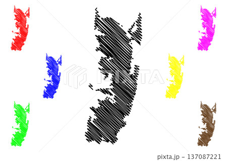 Pemba island (United Republic of Tanzania, Zanzibar Archipelago) map vector illustration, scribble sketch Al Jazeera al Khizra (the green island) map 137087221