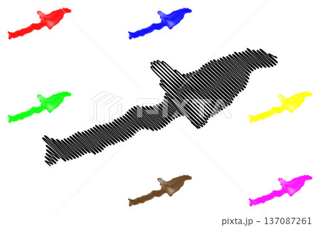 Qeshm island (Islamic Republic of Iran, Persia) map vector illustration, scribble sketch Qeshm map 137087261