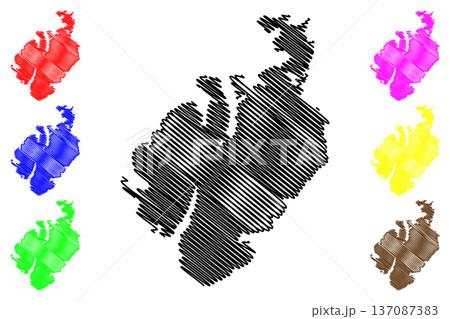 Seiland island (Kingdom of Norway) map vector illustration, scribble sketch Sievju map Seiland island (Kingdom of Norway) map vector illustration, scribble sketch Sievju map 137087383