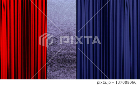 青と赤の幕のステージ 137088066