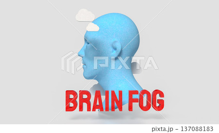 Brain Fog Concept with Human Head and Clouds 3d render. Brain Fog Concept with Human Head and Clouds 3d render. 137088183