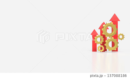 Business Growth Concept with Gears and Rising Arrows 3d render. Business Growth Concept with Gears and Rising Arrows 3d render. 137088186