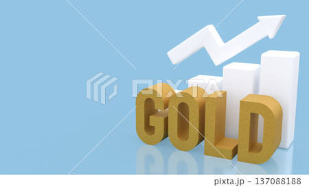Gold Investment Growth Concept with Rising Arrow Chart 3d render. Gold Investment Growth Concept with Rising Arrow Chart 3d render. 137088188