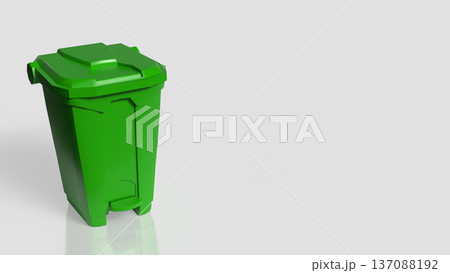 Green Recycling Bin Isolated on White Background 3d render. 137088192