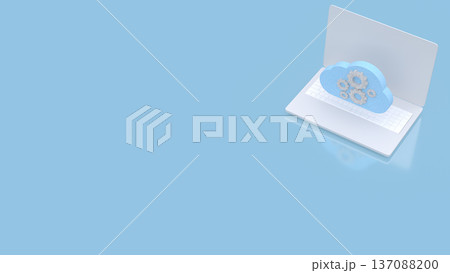 Cloud Computing Technology Concept on Laptop Screen 3d render. 137088200